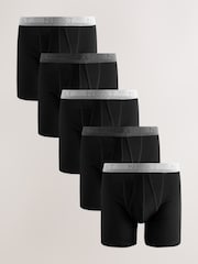 Black 5 Pack Sports Longer Length A-Front Boxers - Image 1 of 6