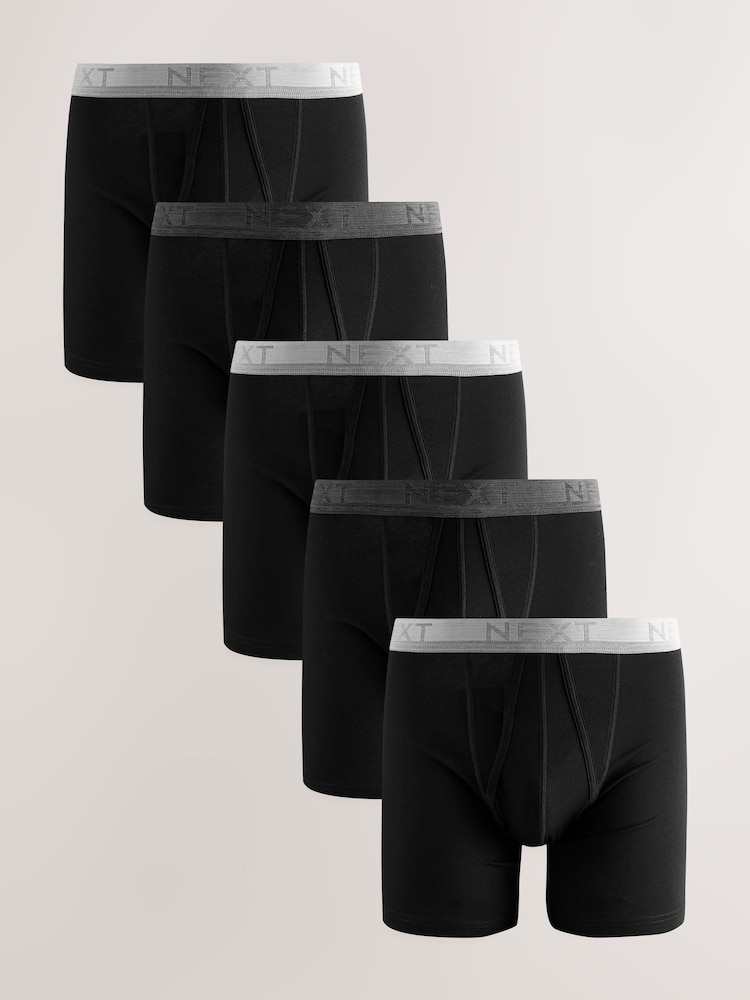 Black 5 Pack Sports Longer Length A-Front Boxers - Image 1 of 6