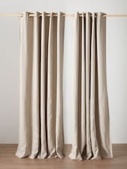 Secret Linen Store Natural Twill Cotton Linen Blackout Curtains Eyelet - Image 1 of 3