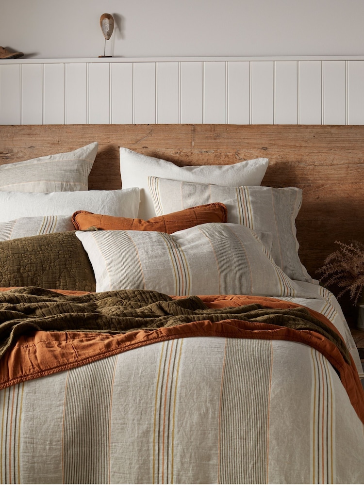 Secret Linen Store Natural Sophie Stripe Pillowcase - Image 2 of 5