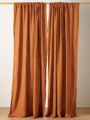 Secret Linen Store Amber 100% Linen Loop Top Slot Header Single Curtain - Image 1 of 2