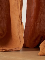 Secret Linen Store Amber 100% Linen Loop Top Slot Header Single Curtain - Image 2 of 2