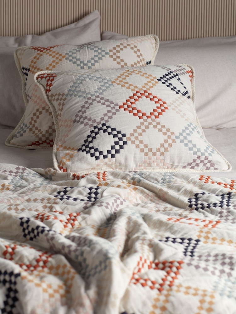 Secret Linen Store Multi Jolene 100% Cotton Quilted Cushion Cover - Image 1 of 4