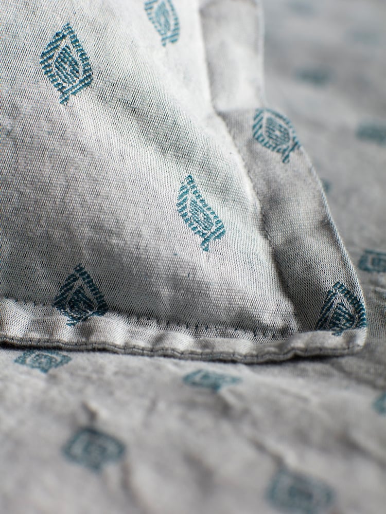 Secret Linen Store Teal Talia 100% Cotton Duvet Cover - Image 3 of 3