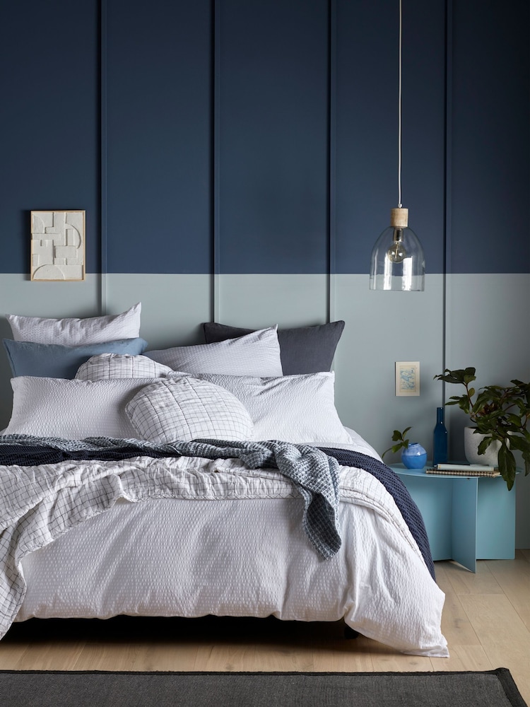 Secret Linen Store White Seersucker 100% Cotton Duvet Cover - Image 1 of 4