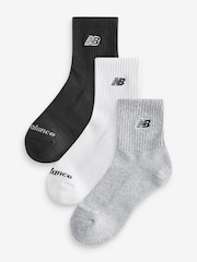 New Balance White Patch Logo Ankle Socks 3 Pack - Image 1 of 4