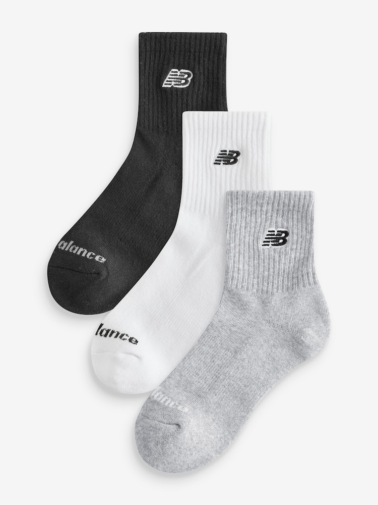 New Balance White Patch Logo Ankle Socks 3 Pack - Image 1 of 4