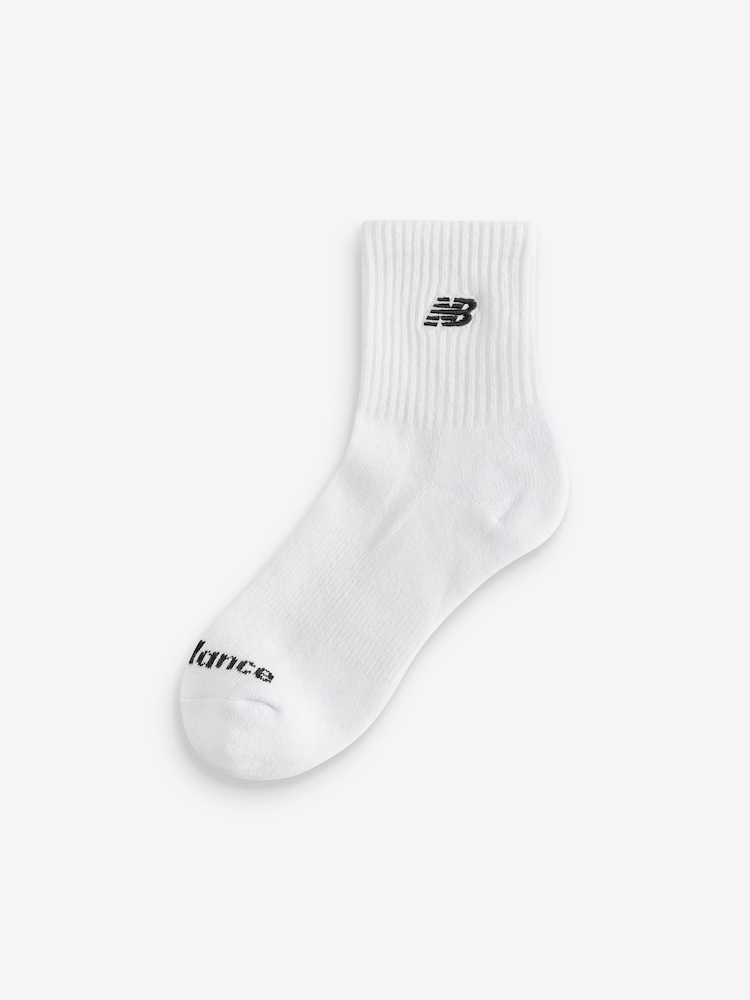 New Balance White Patch Logo Ankle Socks 3 Pack - Image 4 of 4