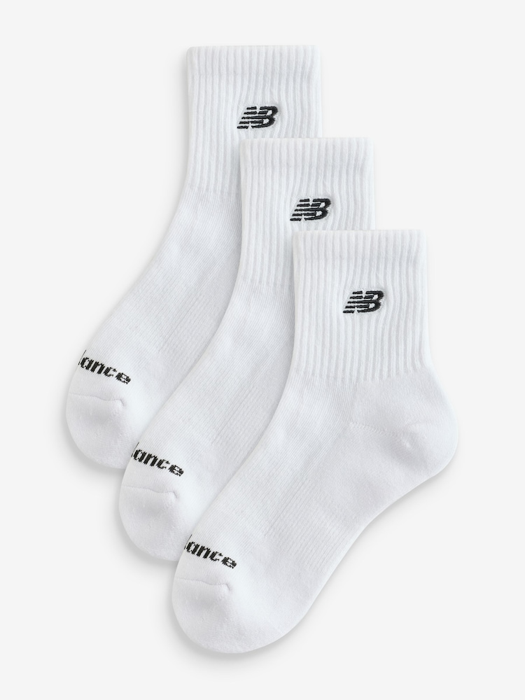 New Balance White Patch Logo Ankle Socks 3 Pack - Image 1 of 4