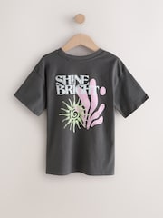 Dark Grey/Pink Oversized Graphic Print T-Shirt (3-16yrs) - Image 2 of 4