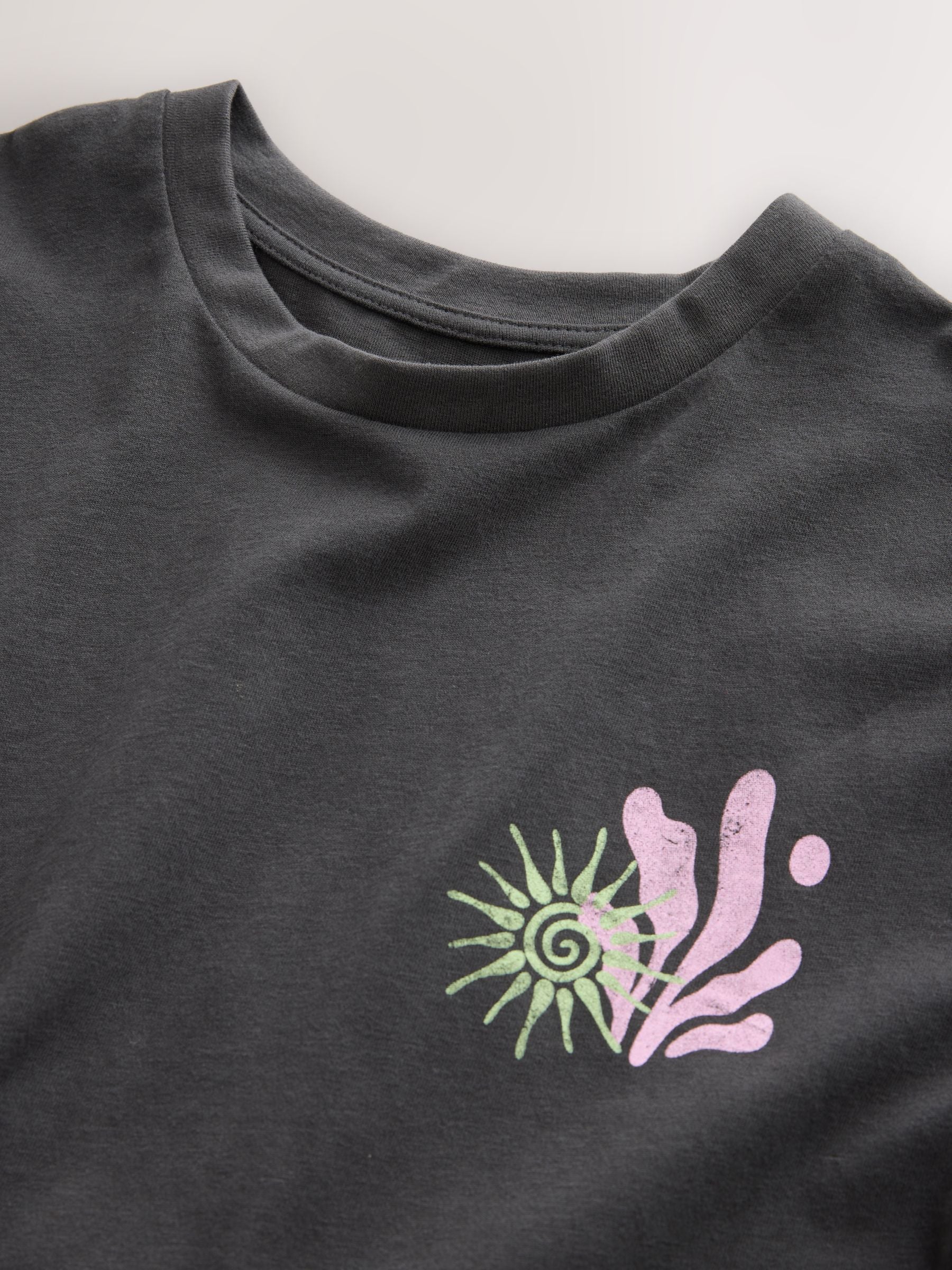 Buy Dark Grey/Pink Oversized Graphic Print T-Shirt (3-16yrs) from