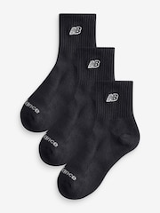 New Balance Black Patch Logo Ankle Socks 3 Pack - Image 1 of 4