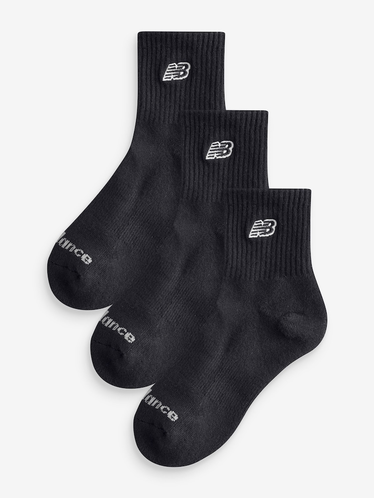 New Balance Black Patch Logo Ankle Socks 3 Pack - Image 1 of 4
