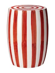 Oka Red/White Rander Ceramic Stool - Image 1 of 2