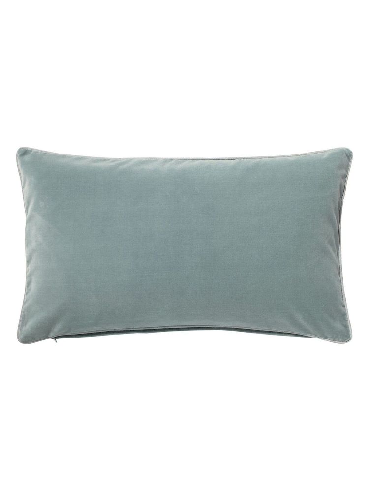 Oka Blue Rectangular Plain Velvet Cushion Cover - Image 1 of 1