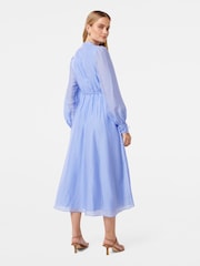 Forever New Blue Yasmin Floral Detail Midi Dress with a touch of Linen - Image 3 of 4