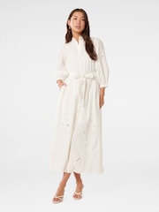 Forever New White 100% Cotton Aisha Broderie Midi Dress - Image 1 of 4