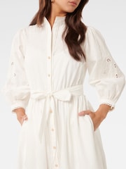 Forever New White 100% Cotton Aisha Broderie Midi Dress - Image 3 of 4