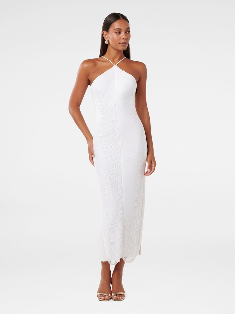 Forever New White Quinn Fringe Bodycon Maxi Dress - Image 1 of 4