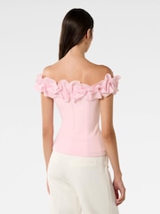 Forever New Pink Stephanie Ruffle Crepe Bustier Top - Image 2 of 5