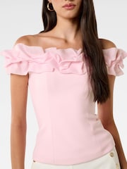 Forever New Pink Stephanie Ruffle Crepe Bustier Top - Image 3 of 5