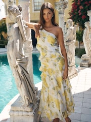 Forever New Yellow Belle One Shoulder Ruffle Gown - Image 1 of 4