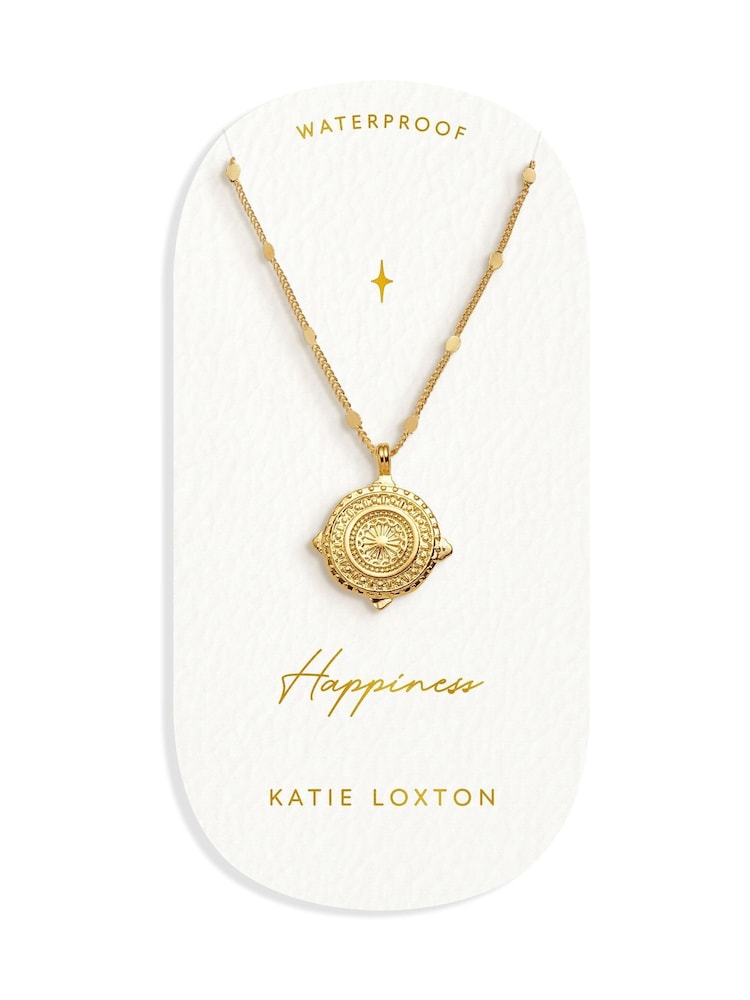 Katie Loxton Gold Tone Happiness Antique Coin Necklace Waterproof - Image 1 of 4