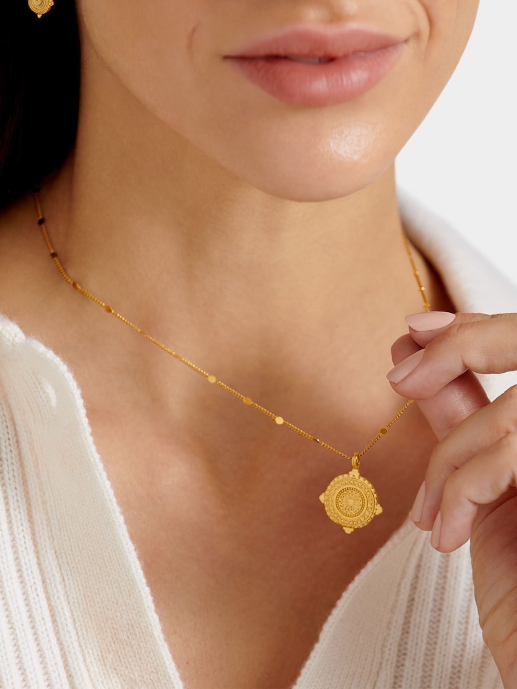 Katie Loxton Gold Tone Happiness Antique Coin Necklace Waterproof - Image 4 of 4