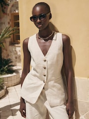 Forever New Natural Pure Linen Alexa Waistcoat - Image 1 of 5