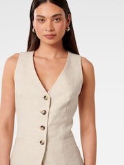 Forever New Natural Pure Linen Alexa Waistcoat - Image 3 of 5