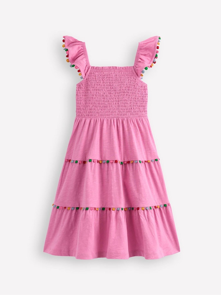 Boden Pink 100% Cotton Addison Twirly Pom Dress - Image 1 of 2