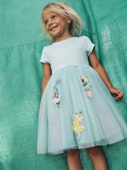 Boden Blue Ami Appliqué Tulle 100% Cotton Dress - Image 1 of 4