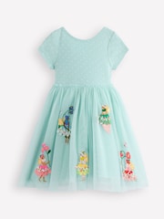 Boden Blue Ami Appliqué Tulle 100% Cotton Dress - Image 3 of 4