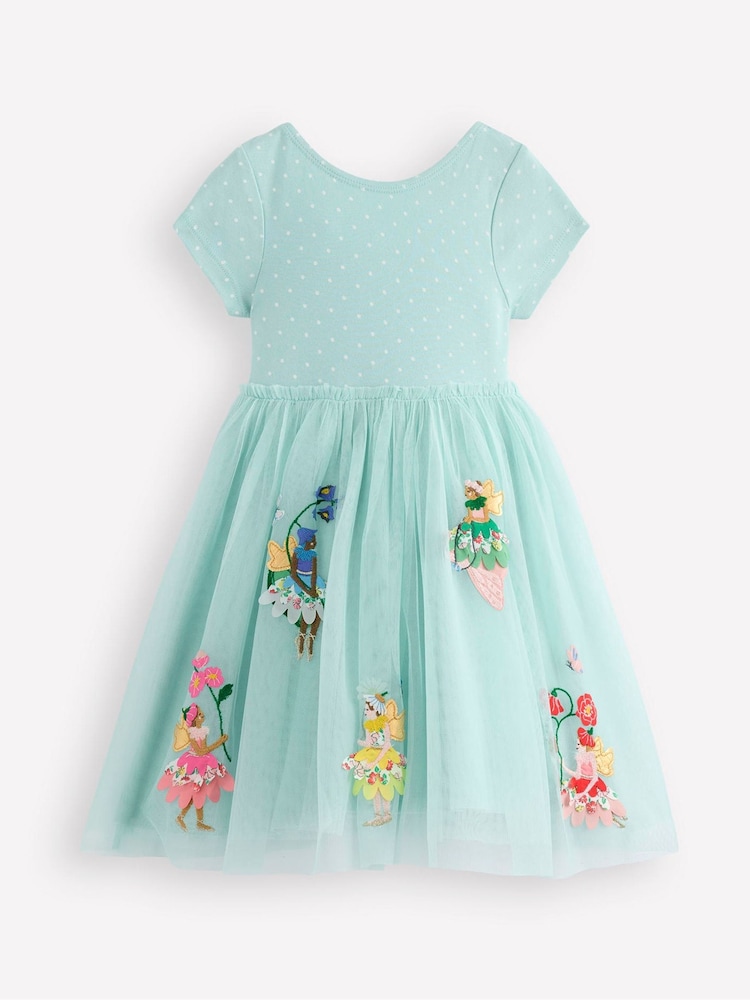 Boden Blue Ami Appliqué Tulle 100% Cotton Dress - Image 3 of 4