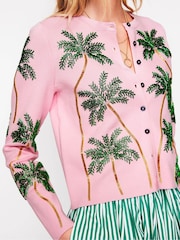 Boden Pink Embellished Cotton Cardigan - Image 3 of 7
