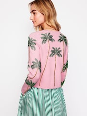 Boden Pink Embellished Cotton Cardigan - Image 4 of 7