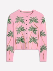 Boden Pink Embellished Cotton Cardigan - Image 6 of 7
