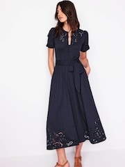 Boden Blue Cutwork Detail Midi Dress - Image 3 of 6