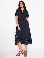 Boden Blue Cutwork Detail Midi Dress - Image 6 of 6