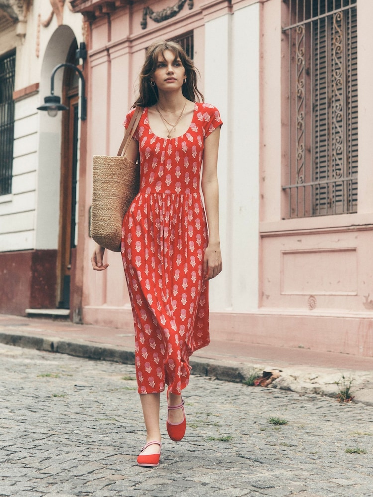 Boden Red Samantha Scoop Jersey Dress - Image 1 of 6