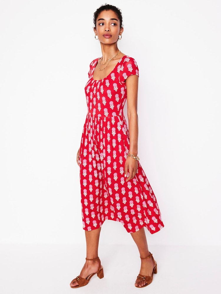 Boden Red Samantha Scoop Jersey Dress - Image 2 of 6