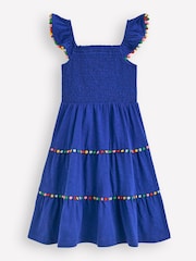 Boden Blue 100% Cotton Addison Twirly Pom Dress - Image 2 of 4