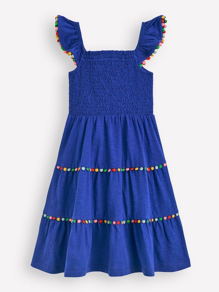 Boden Blue 100% Cotton Addison Twirly Pom Dress - Image 2 of 4