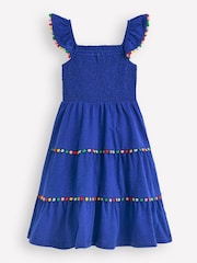 Boden Blue 100% Cotton Addison Twirly Pom Dress - Image 3 of 4