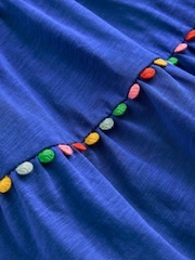 Boden Blue 100% Cotton Addison Twirly Pom Dress - Image 4 of 4