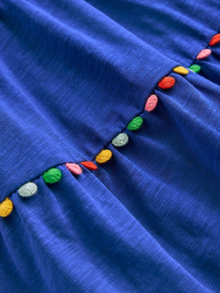 Boden Blue 100% Cotton Addison Twirly Pom Dress - Image 4 of 4 Boden Blue 100% Cotton Addison Twirly Pom Dress - Image 4 of 4