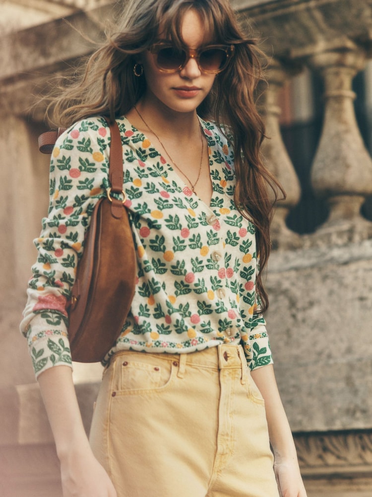 Boden Cream 100% Linen Liv V-Neck Linen Cardigan - Image 1 of 7