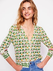 Boden Cream 100% Linen Liv V-Neck Linen Cardigan - Image 2 of 7