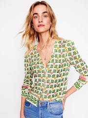 Boden Cream 100% Linen Liv V-Neck Linen Cardigan - Image 4 of 7