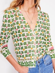 Boden Cream 100% Linen Liv V-Neck Linen Cardigan - Image 5 of 7
